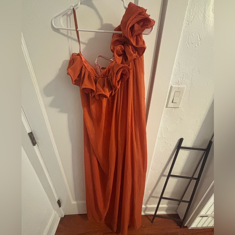 Sunfere Orange One-Shoulder Maxi Dress NWT